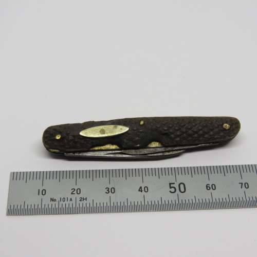 Vintage 2 blade pocket knife with damaged horn handles