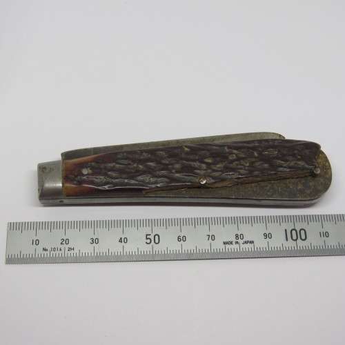 Antique IXL George Wostenholm folding pocket knife - Blade well used - Handle damaged