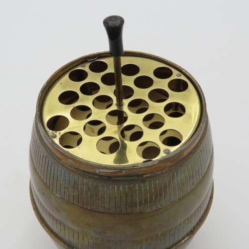 Vintage brass barrel musical cigarette box