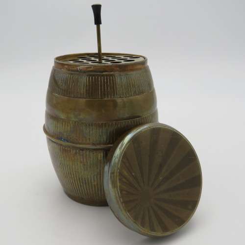 Vintage brass barrel musical cigarette box