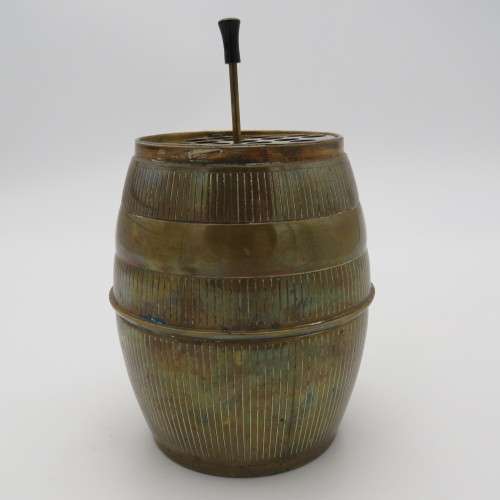 Vintage brass barrel musical cigarette box