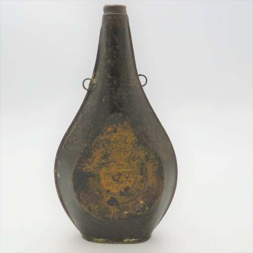 Antique Pigou, Wilks and Laurence tin gunpowder flask - No lid