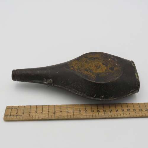 Antique Pigou, Wilks and Laurence tin gunpowder flask - No lid