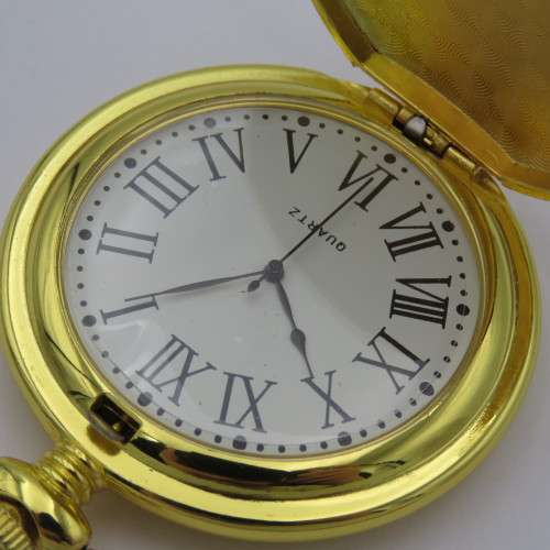 Full hunter quartz pocketwatch with Roman Musician picture - Needs battery