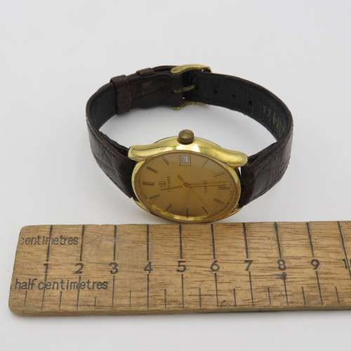 Vintage Tutima Quartz goldplated mens dress watch - Working
