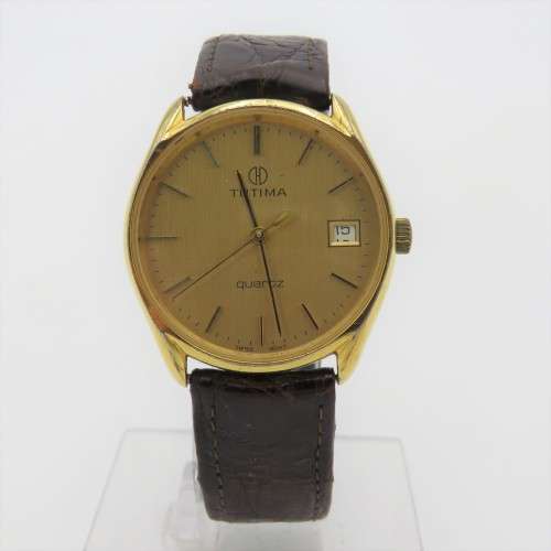 Vintage Tutima Quartz goldplated mens dress watch - Working