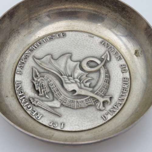 French 1st Marine Infantry Parachute regiment silverplated commemorative bowl
