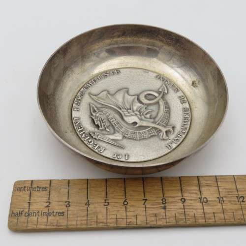 French 1st Marine Infantry Parachute regiment silverplated commemorative bowl