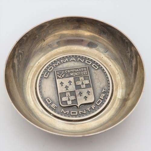 French Commando de Montfort silverplated commemorative bowl