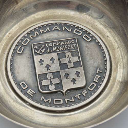 French Commando de Montfort silverplated commemorative bowl