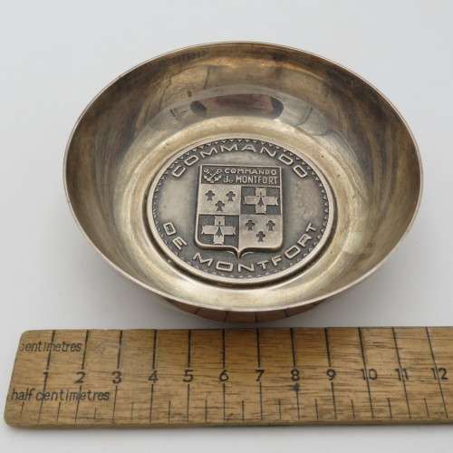 French Commando de Montfort silverplated commemorative bowl