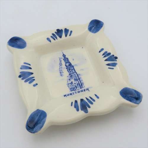 Delft Munttoren Amsterdam porcelain ashtray
