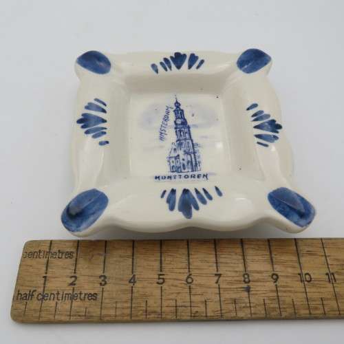 Delft Munttoren Amsterdam porcelain ashtray