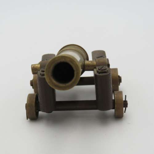 Vintage brass and wood cannon model