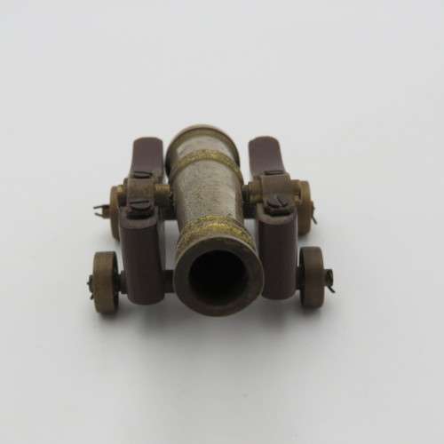 Vintage brass and wood cannon model
