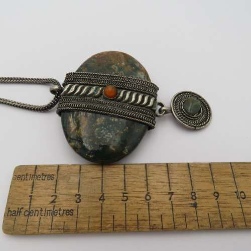 Vintage silverplated necklace with stone - Length 61 cm