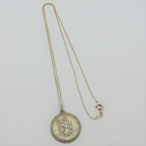 Sterling silver St. Christopher pendant with necklace - Engraved SUSAN - Weighs 7,3 g - Length 46,5