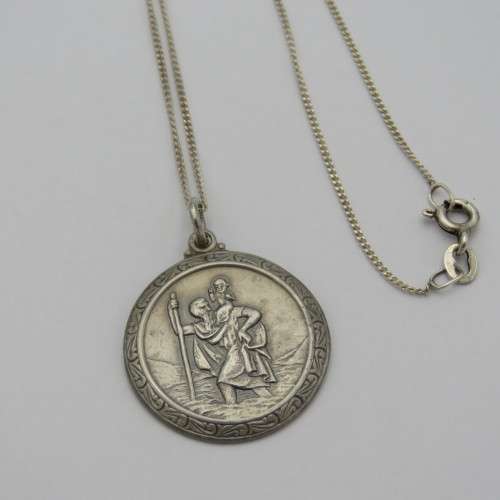 Sterling silver St. Christopher pendant with necklace - Engraved SUSAN - Weighs 7,3 g - Length 46,5