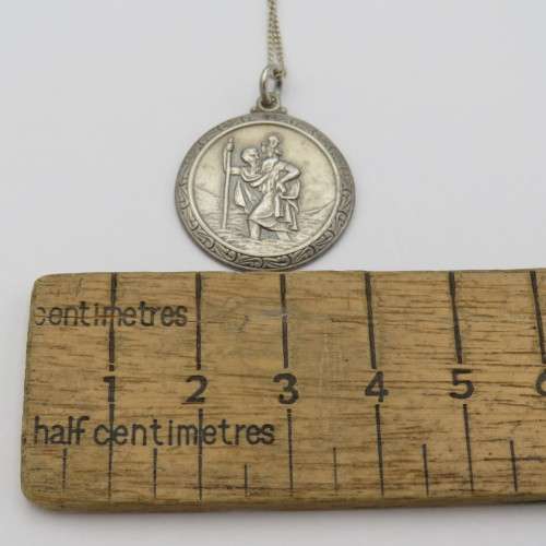 Sterling silver St. Christopher pendant with necklace - Engraved SUSAN - Weighs 7,3 g - Length 46,5