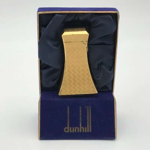 Vintage Dunhill gold plated table lighter in original box - valve leaking