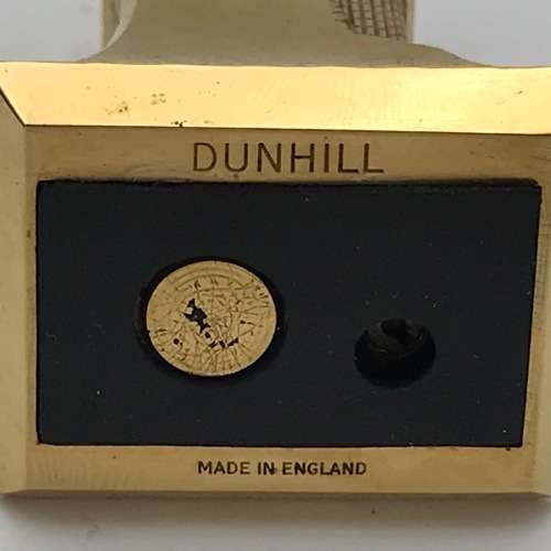 Vintage Dunhill gold plated table lighter in original box - valve leaking