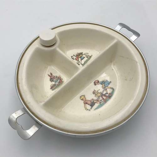 Vintage Childs feeding bowl with hot water warming tray