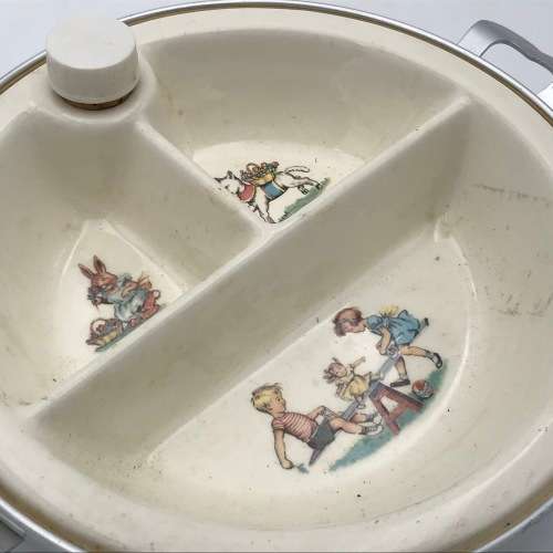 Vintage Childs feeding bowl with hot water warming tray