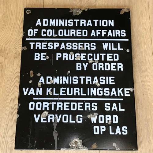 Vintage South Africa enamel sign - Administration of Coloured affairs - 48 x 63.5cm