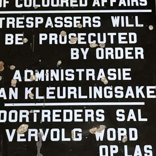 Vintage South Africa enamel sign - Administration of Coloured affairs - 48 x 63.5cm
