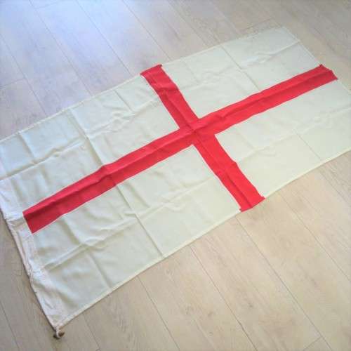 Vintage British St. George Cross flag flown by the Kisbey-Green family at the 1947 Royal visit