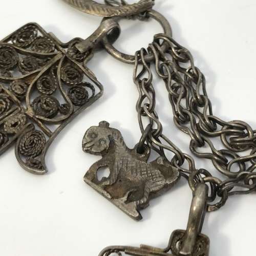 Vintage Silver Hamsa choker necklace - weighs 114.0 gram - size 33cm