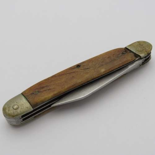 Vintage 2 blade pocket knife with bone handle - Well used