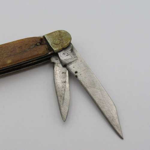Vintage 2 blade pocket knife with bone handle - Well used