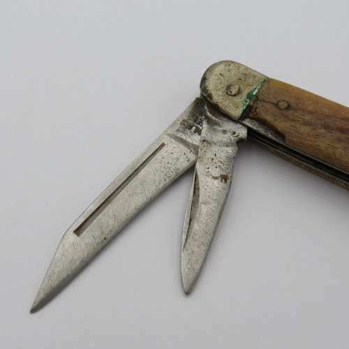 Vintage 2 blade pocket knife with bone handle - Well used