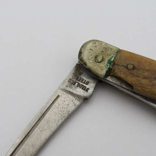 Vintage 2 blade pocket knife with bone handle - Well used