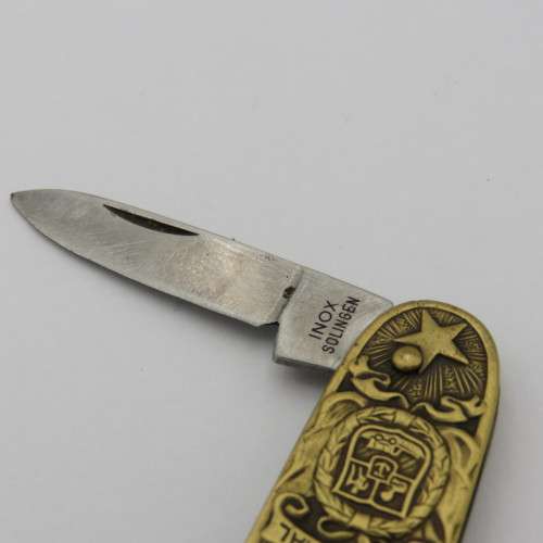 Boer War Kruger and De Wet Inox Commemorative pocket knife - Long blade tip broken
