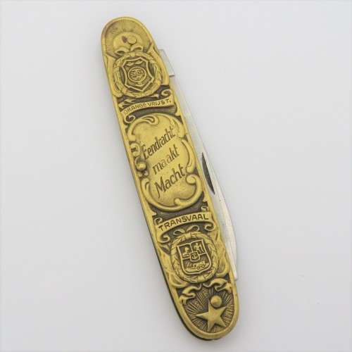 Boer War Kruger and De Wet Inox Commemorative pocket knife - Long blade tip broken