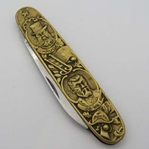 Boer War Kruger and De Wet Inox Commemorative pocket knife - Long blade tip broken