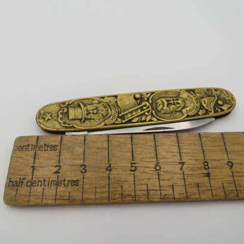 Boer War Kruger and De Wet Inox Commemorative pocket knife - Long blade tip broken