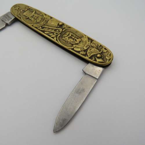 Boer War Kruger and De Wet Inox Commemorative pocket knife - Long blade tip broken