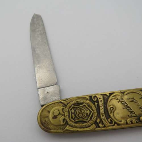 Boer War Kruger and De Wet Inox Commemorative pocket knife - Long blade tip broken