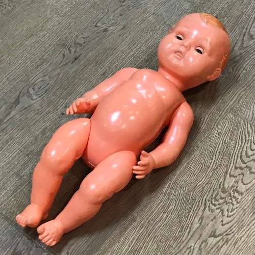 Vintage Plastic baby boy doll - 60cm - no clothing