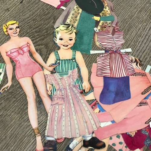 Large lot of vintage paper dressing dolls - mixed variety