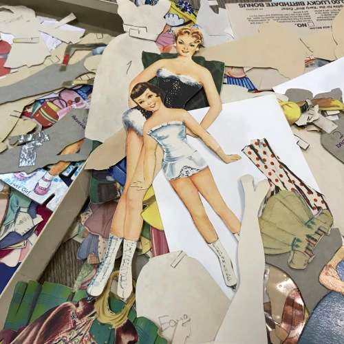 Large lot of vintage paper dressing dolls - mixed variety