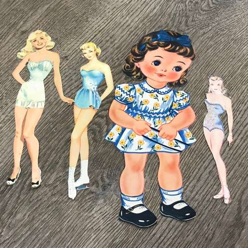Large lot of vintage paper dressing dolls - mixed variety
