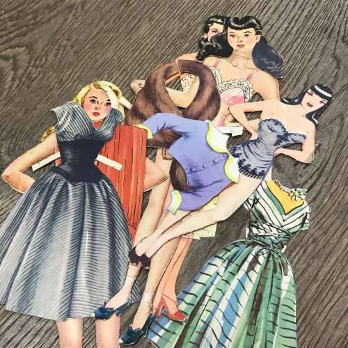 Large lot of vintage paper dressing dolls - mixed variety