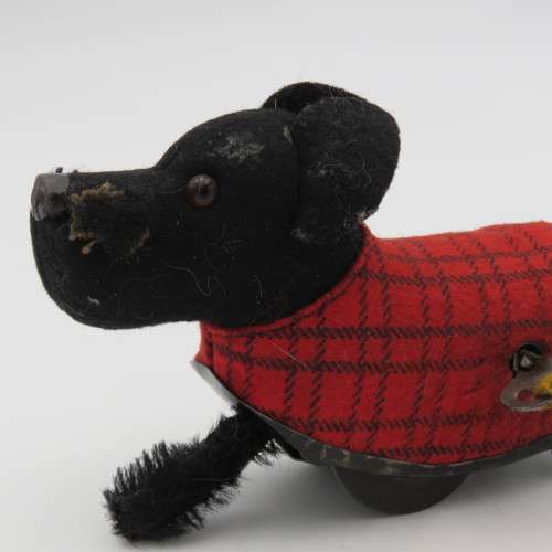 Vintage German tinplate mechanical dog toy - Legs missing - Not working properly