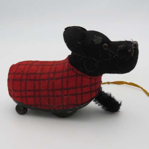 Vintage German tinplate mechanical dog toy - Legs missing - Not working properly