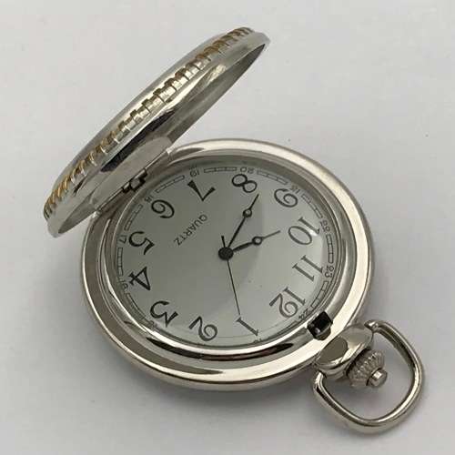 Full Hunter Quartz pocket watch with fox hunting theme on lid  - needs battery
