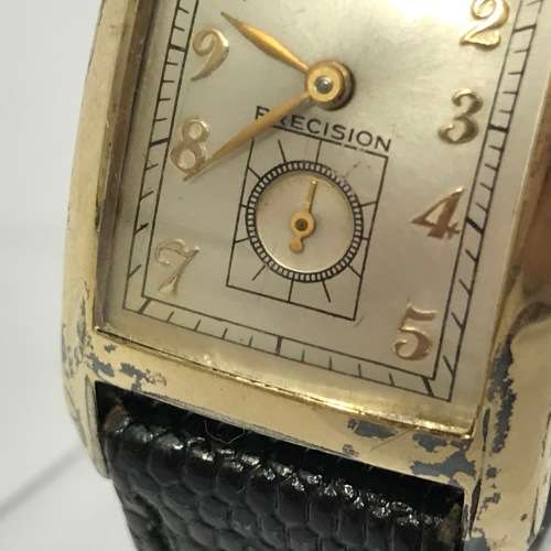 1930`s Gruen Curvex Precision 10kt Gold filled mens watch - rare model - working